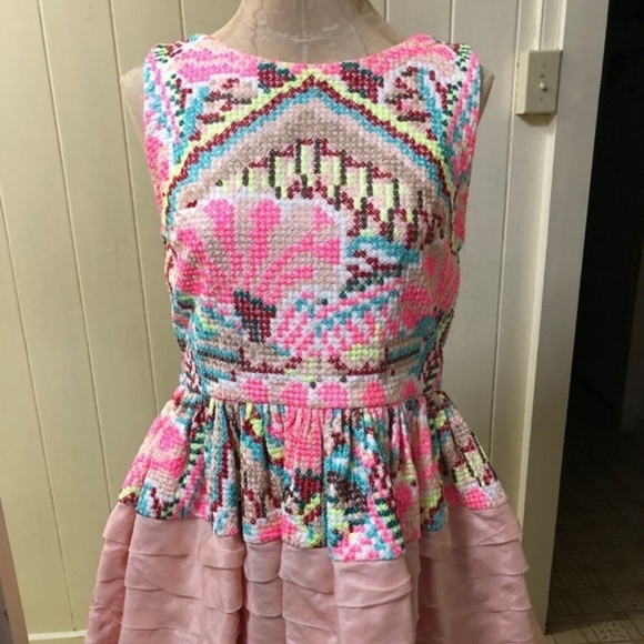 Anthropologie Tops - ANTHROPOLOGIE sz 4 DAKSHA Pink Embroidered Peplum